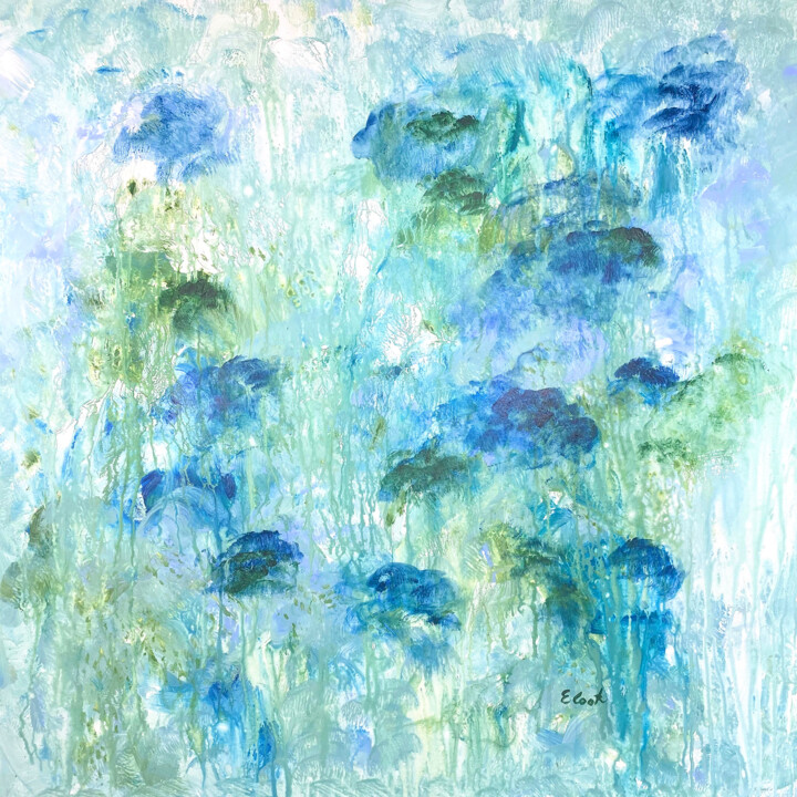 Painting titled "Melting the Blues A…" by Elisa Cook Benbassat Bassat, Original Artwork, Acrylic