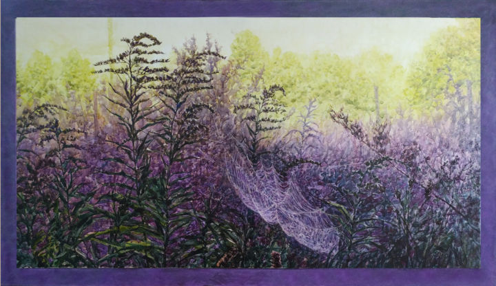 Painting titled "Spinnennetz" by Viktor Kovalyk, Original Artwork, Watercolor Mounted on Wood Panel