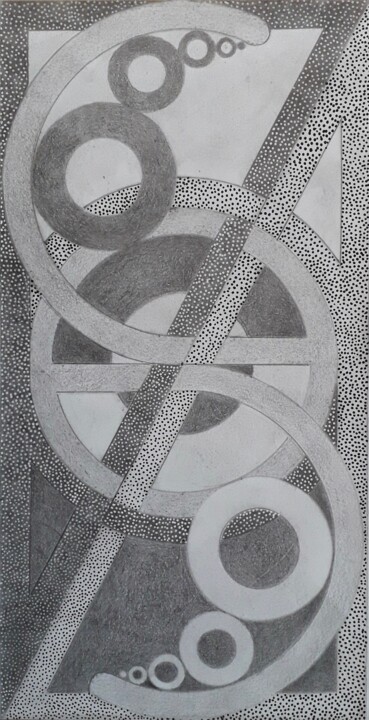 Dessin intitulée "Geometrical Reverse…" par Patrice Preveirault, Œuvre d'art originale, Crayon