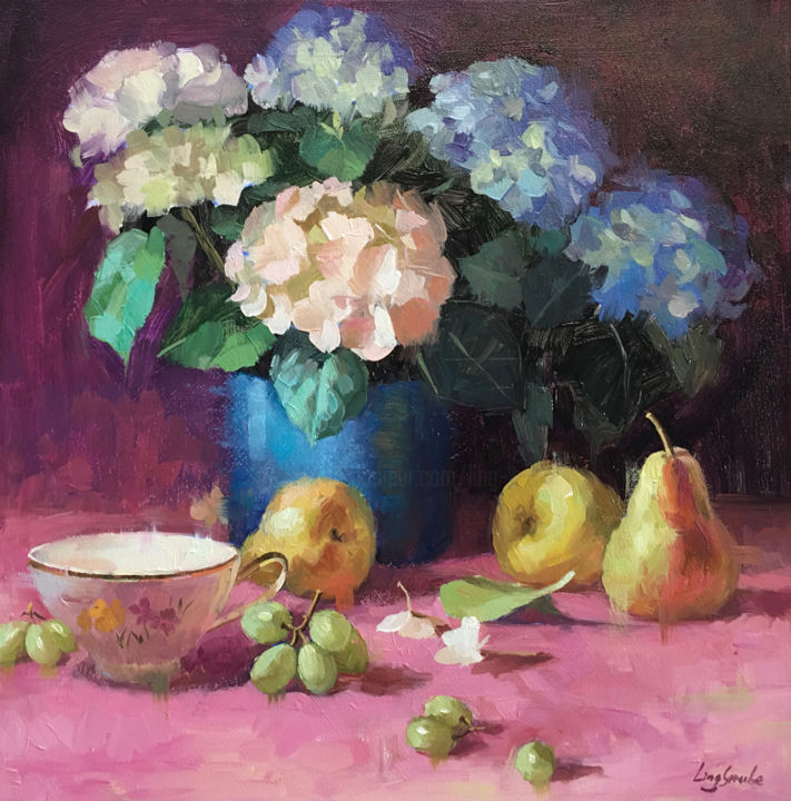 Still Life With Hydrangea, Painting by Ling Strube | ArtMajeur