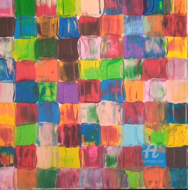 Ζωγραφική με τίτλο "squares" από Pascal Piguel, Αυθεντικά έργα τέχνης, Ακρυλικό