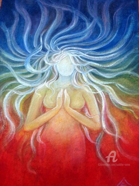 Peinture intitulée "DIVINITY" par Suddha Sama, Œuvre d'art originale, Aquarelle