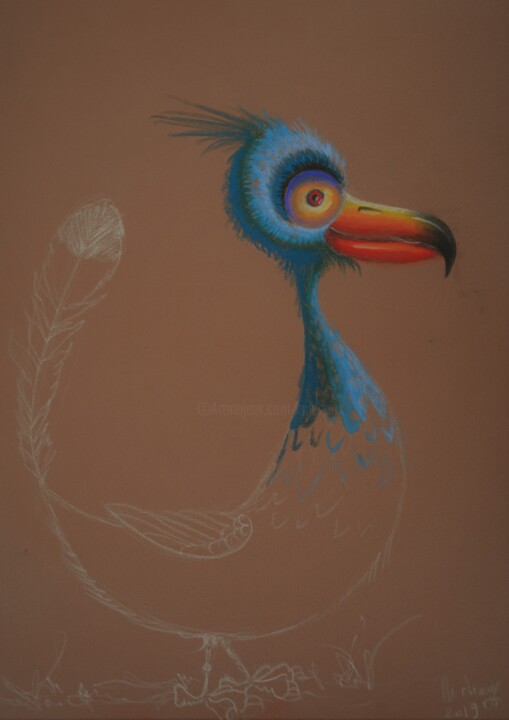 Drawing titled "LE DANDY" by Michel Michaux, Original Artwork, Pastel