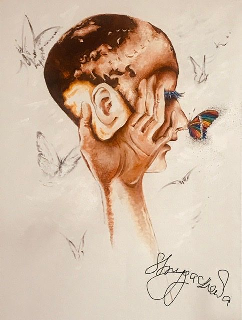 Pintura titulada "The Last Butterfly" por Larysa Strygaczowa, Obra de arte original, Acrílico