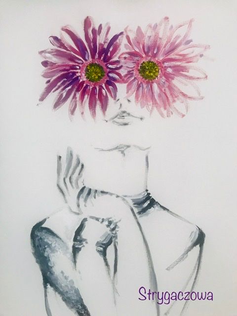 Pintura titulada "Flowers’ Eyes" por Larysa Strygaczowa, Obra de arte original, Acrílico
