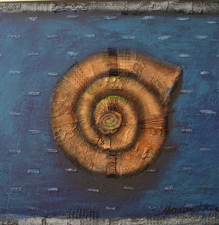 Sound of the sea - mixed media painting 绘画, 23.6x23.6 in