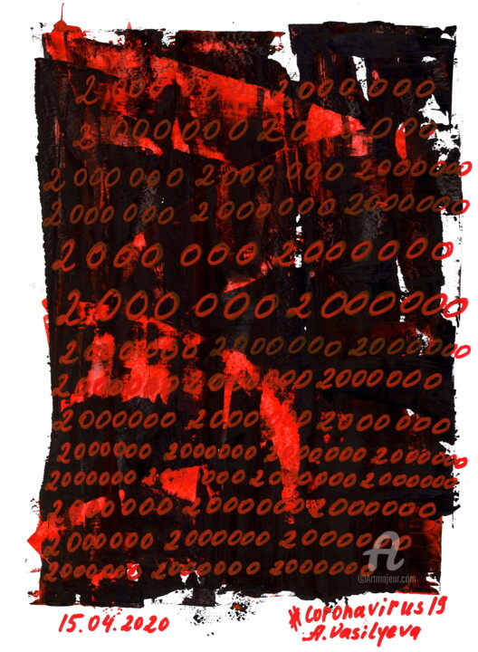15.04.2020 - Two Million. From COVID-19 Documentary art. 图画, 15.8x11.8 in