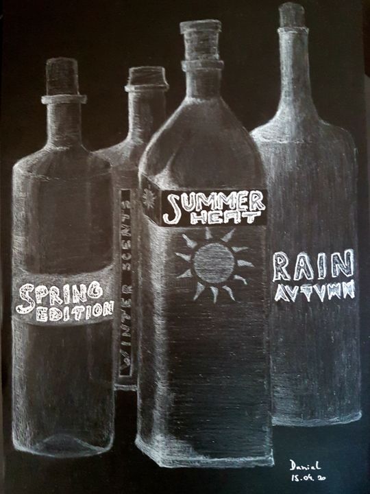 Desenho intitulada "All-Seasons Drinks" por Daniel Darie, Obras de arte originais, Lápis