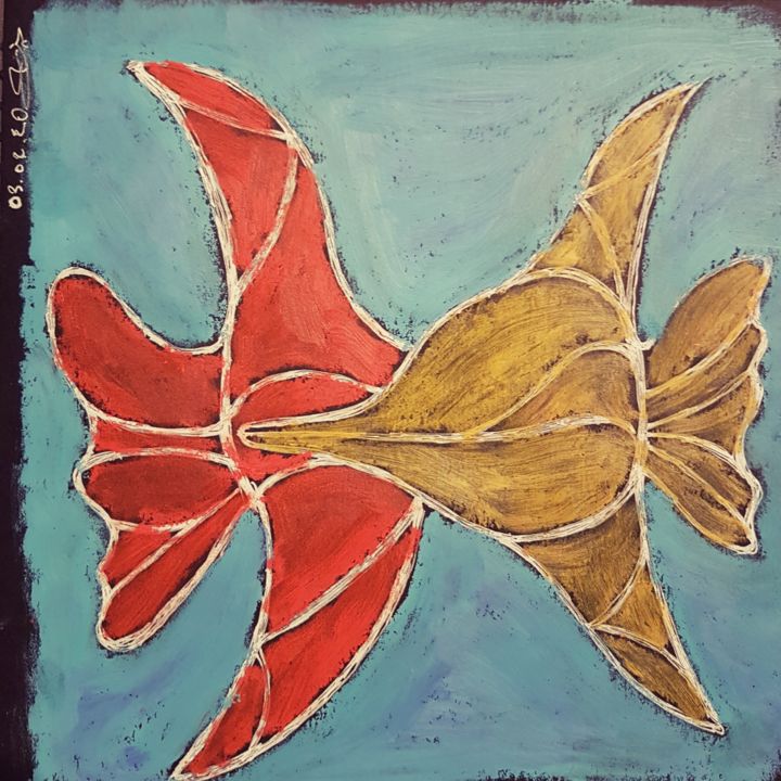 Schilderij getiteld "Blue" door Daniel Darie, Origineel Kunstwerk, Olie