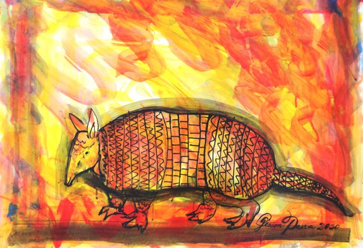 绘画 标题为“TATUÍ” 由Gerson Paiva, 原创艺术品, 墨 安装在纸板上