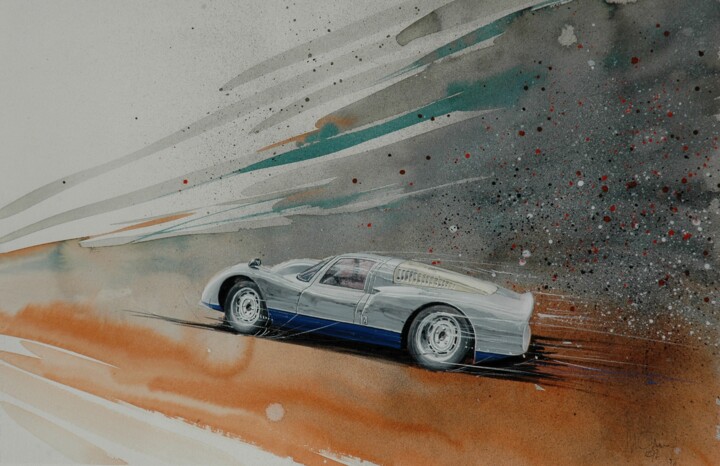 PORSCHE 906. #artistsupportpledge. 绘画, 13.8x20.5 in