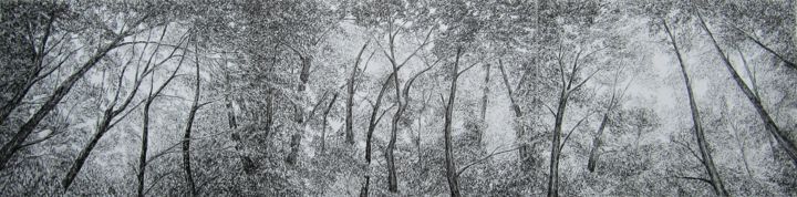 Drawing titled "Chênes et pins II/O…" by Isabelle Stagg, Original Artwork, Ink