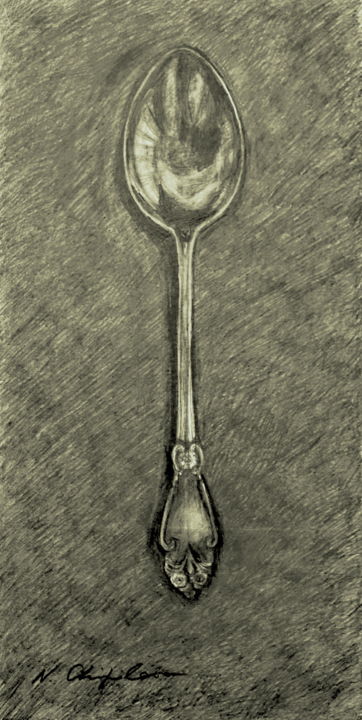 Dessin intitulée "Grande Cuillère anc…" par Nathalia Chipilova, Œuvre d'art originale, Graphite