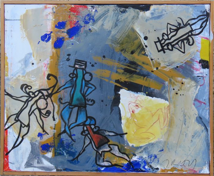Malerei mit dem Titel "APRES LE CONFINEMENT" von Blezot, Original-Kunstwerk, Acryl Auf Keilrahmen aus Holz montiert