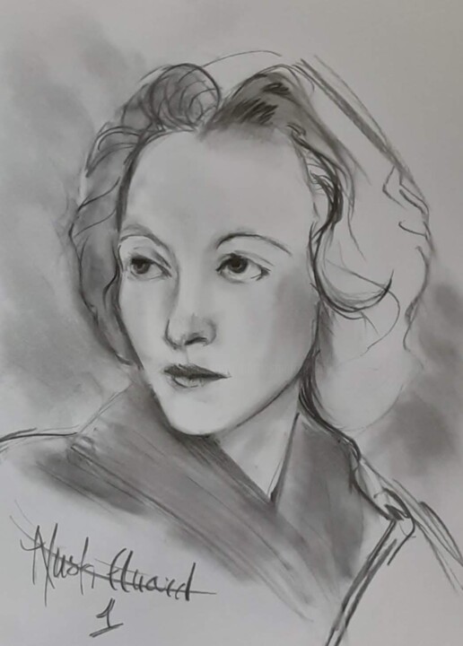 Dessin intitulée "Nush Eluard" par Marie Pascale Martins, Œuvre d'art originale, Fusain