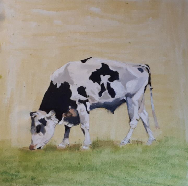 Peinture intitulée "cow" par R.Paül, Œuvre d'art originale, Huile