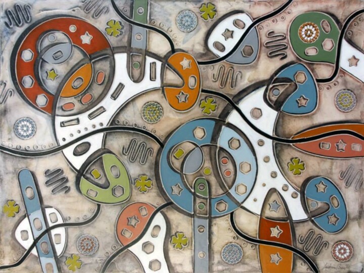 Painting titled "Lune in cielo" by Andrea Benetti, Original Artwork, Oil