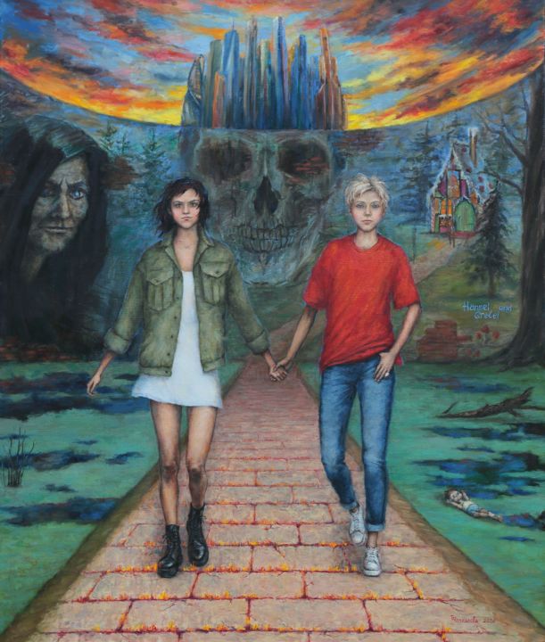 Hansel and Gretel 绘画, 51.2x43.3 in