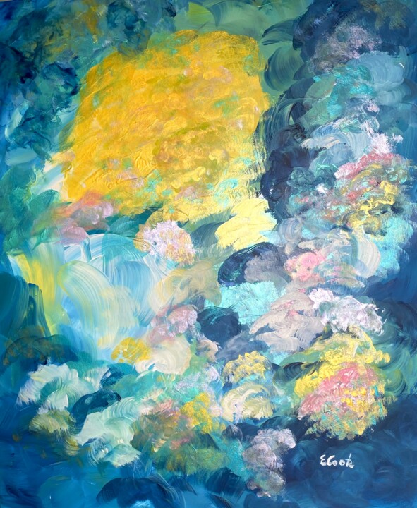 Peinture intitulée "Shimmering Flowers" par Elisa Cook Benbassat Bassat, Œuvre d'art originale, Acrylique