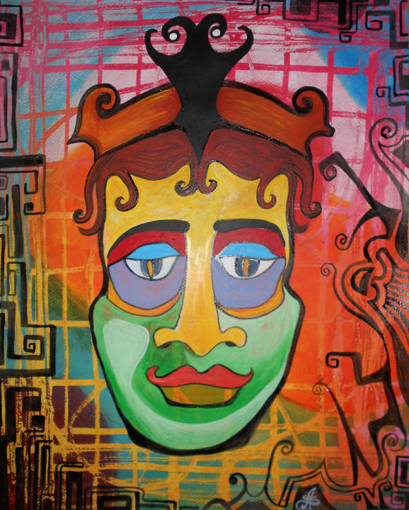 Peinture intitulée "Le Masque" par Aurélie Sarrazin, Œuvre d'art originale, Acrylique