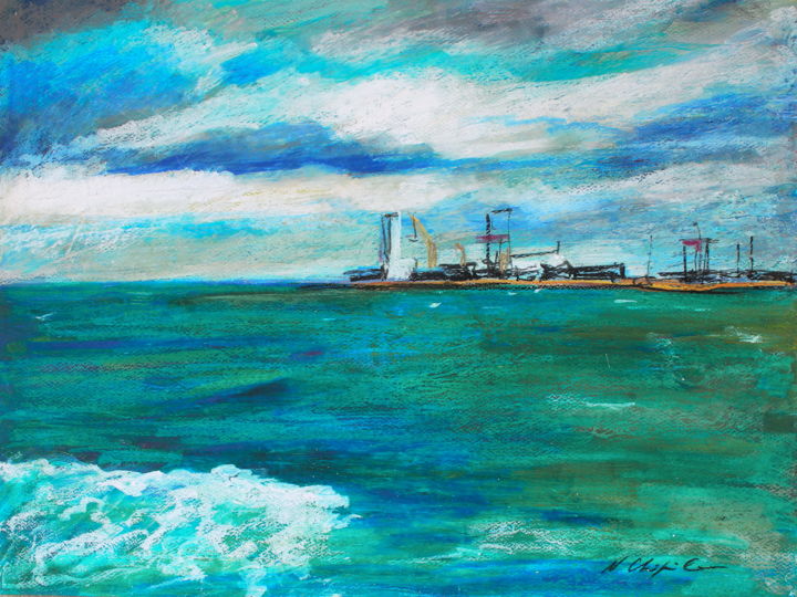 Peinture intitulée "La Mer noire 1 #art…" par Nathalia Chipilova, Œuvre d'art originale, Acrylique