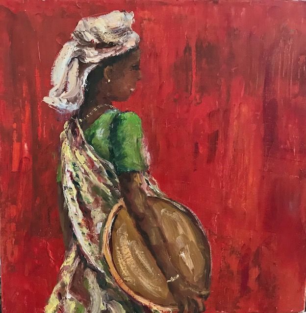 Painting titled "Building Worker - I…" by Laurence Blanchard, Original Artwork, Oil