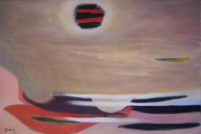 Striped Moon 绘画, 24x36 in