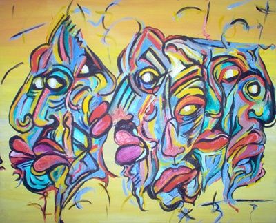 Painting titled "seven faces" by Dubravka Poznic, Original Artwork