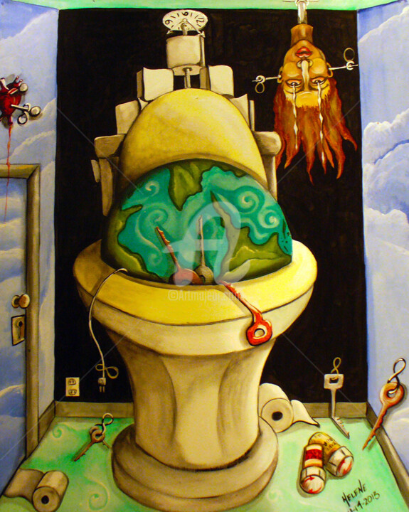 Upside down and inside out with her 7 eights 绘画, 24x18 in