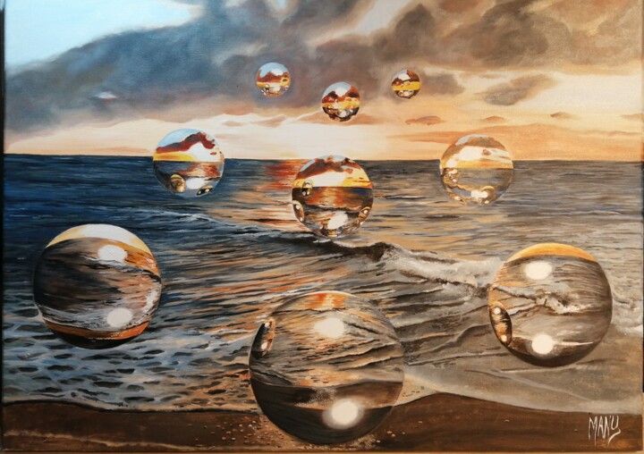 Peinture intitulée "Arrivées à Marsala" par Manu Surreabulliste, Œuvre d'art originale, Huile Monté sur Châssis en bois