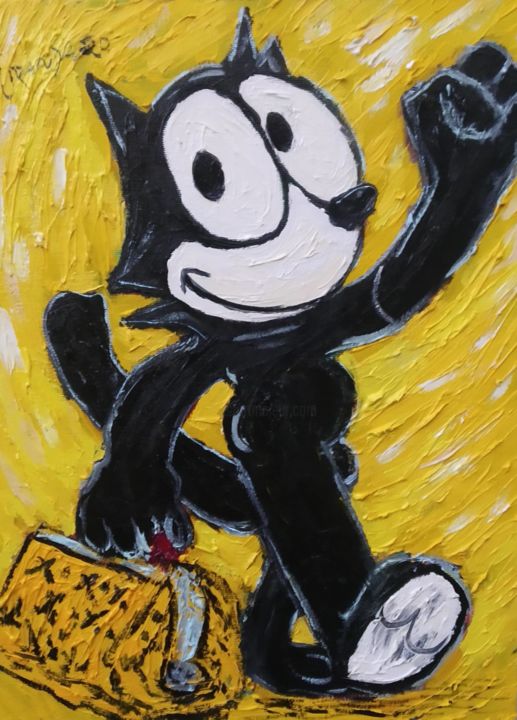 Painting titled "Felix the Cat n 3" by João Miranda, Original Artwork, Oil