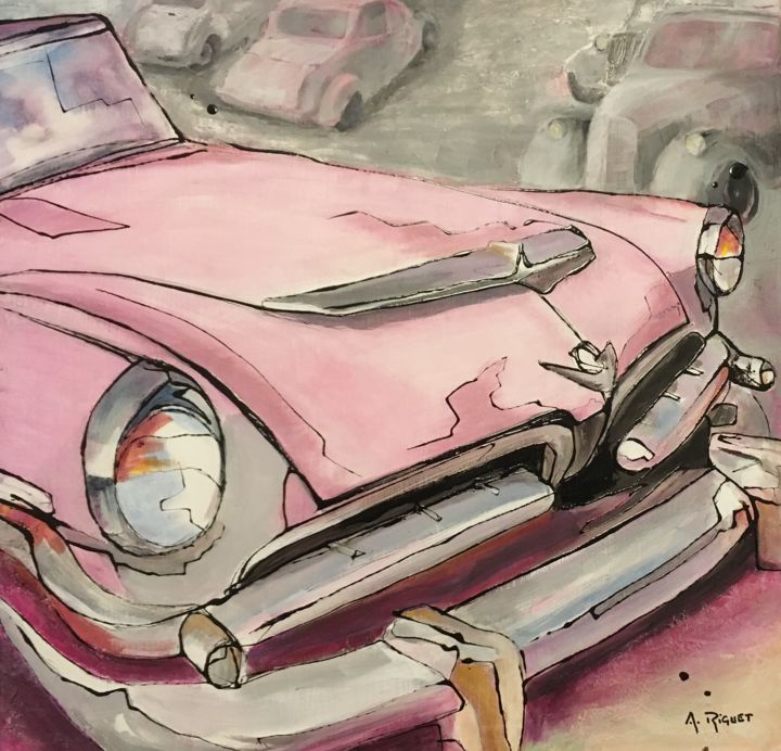 Epave Dodge Kingsway 1955 绘画, 23.6x23.6 in