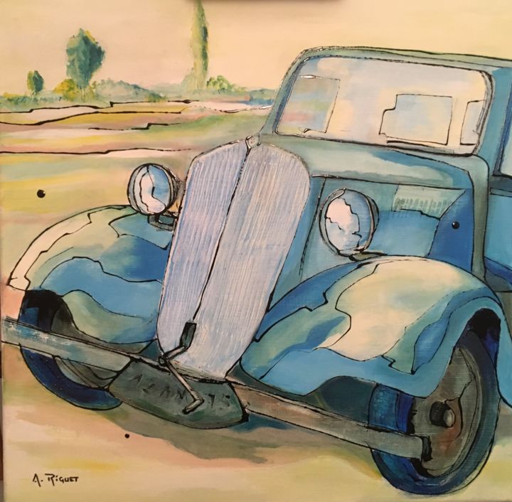 Epave voiture bleue 绘画, 23.6x23.6 in