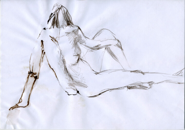Nu-7 (сидящая женщина) 图画, 8.3x11.4 in