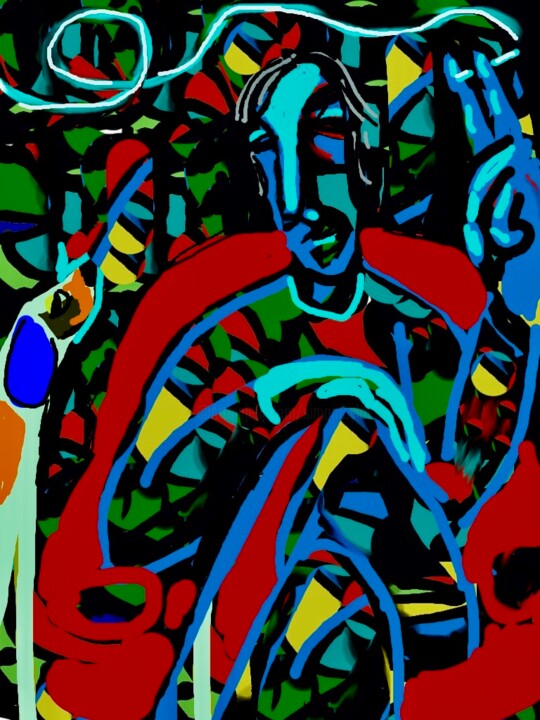 Digital Arts titled "man & dog 2" by Simon Taylor, Original Artwork, Digital Painting