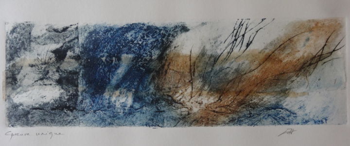Prenten & gravures getiteld "Toujours pas de tit…" door Bergerot-Jones Catherine, Origineel Kunstwerk, Collagraphy