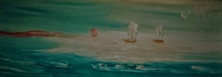 Painting titled "BON J ARRIVE QUAND ?" by Marie, Original Artwork, Oil