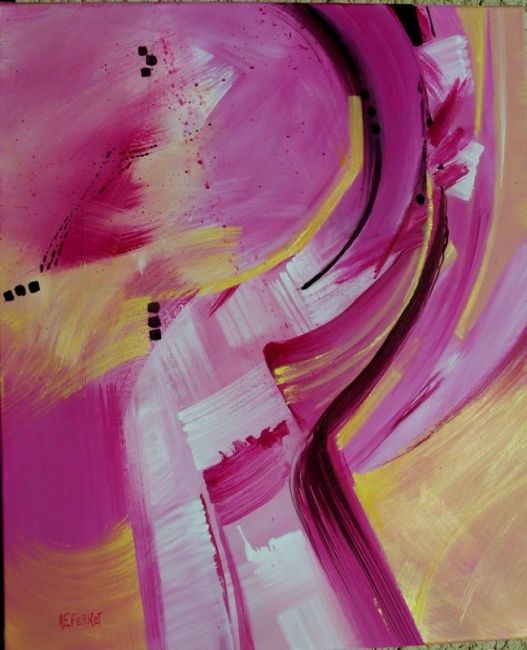 Peinture intitulée "Rose intensément" par Anne-Frédérique Ferret, Œuvre d'art originale, Huile