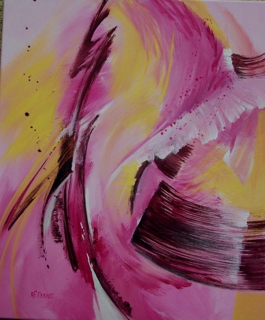 Peinture intitulée "rose: force et douc…" par Anne-Frédérique Ferret, Œuvre d'art originale, Huile