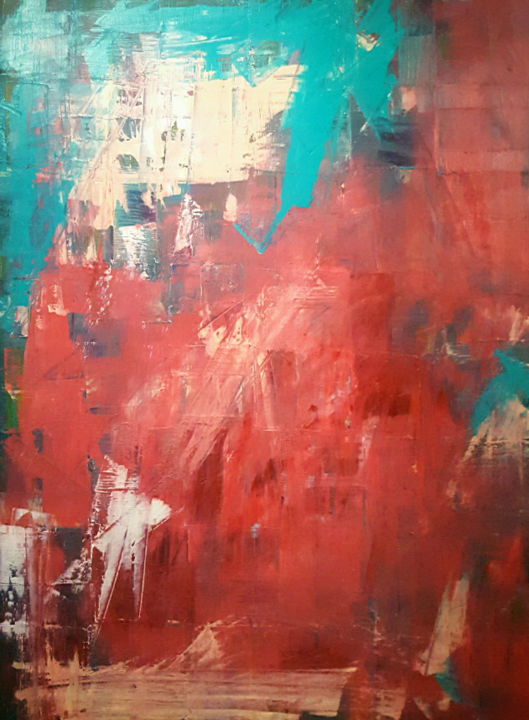 Painting titled "Firefighting Mission" by Jeremy Rose, Original Artwork, Oil Mounted on Wood Stretcher frame