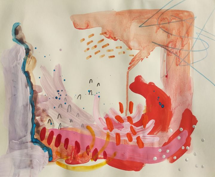 제목이 "Cliff and waves"인 미술작품 Kirstin Cilliers로, 원작, 수채화