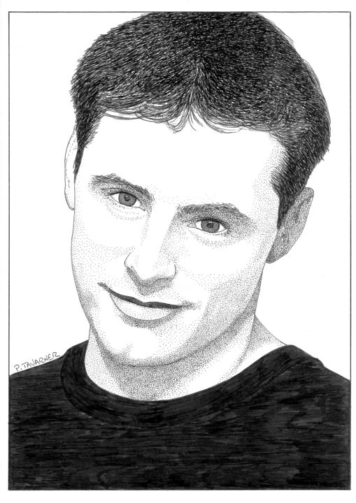 Drawing titled "Matt Leblanc" by Pascal Tavarner, Original Artwork, Ink