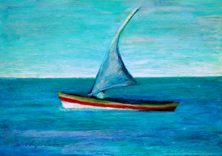 Peinture intitulée "Voilier 3" par Nathalia Chipilova, Œuvre d'art originale, Acrylique