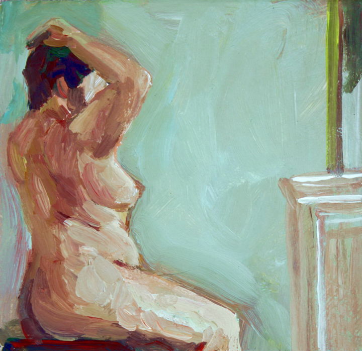 Peinture intitulée "Daily. Nude in fron…" par Nathalia Chipilova, Œuvre d'art originale, Acrylique