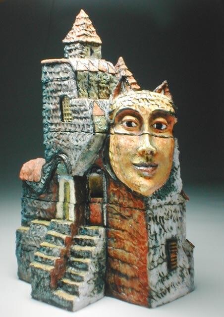 Sculpture titled "Sapphire Lantern" by Cheryl Tall, Original Artwork, Ceramics