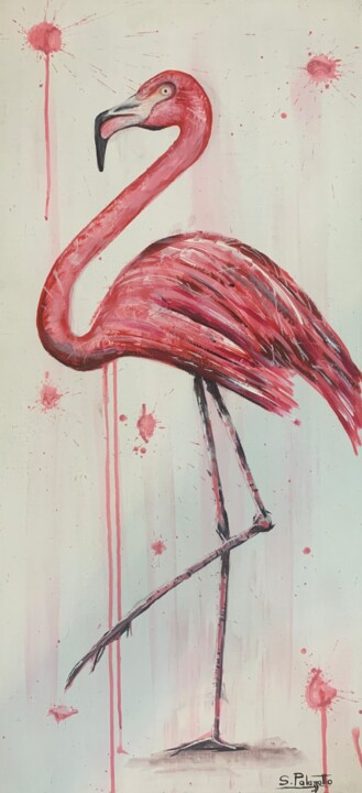 Flamingo 绘画, 34.3x15.8 in