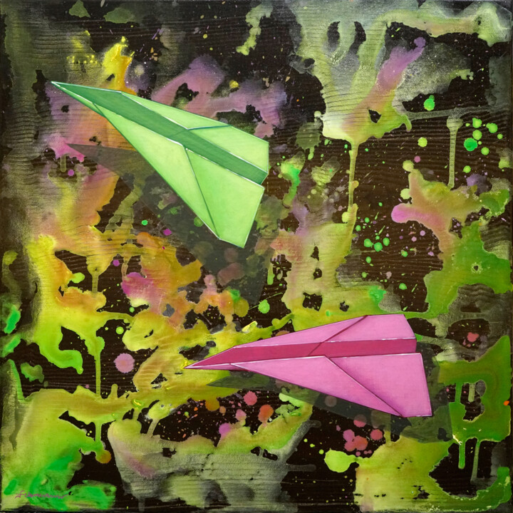 Boten, Nr. 1 | Original Acrylgemälde auf Leinwand 绘画, 23.6x23.6 in