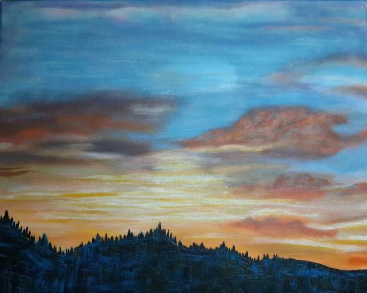 Painting titled "Закат" by Natalia Chaikovskaia, Original Artwork, Acrylic