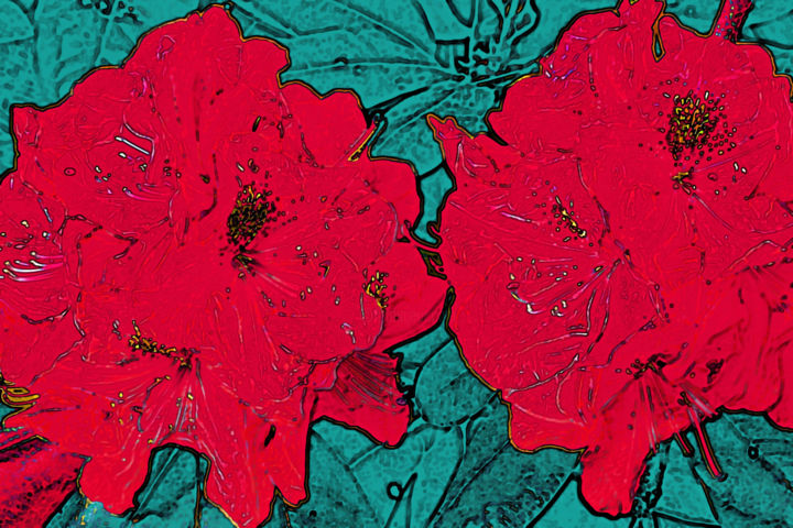 Photography titled "Azaleas - The Lovers" by Nathan Bickel, Original Artwork, Manipulated Photography
