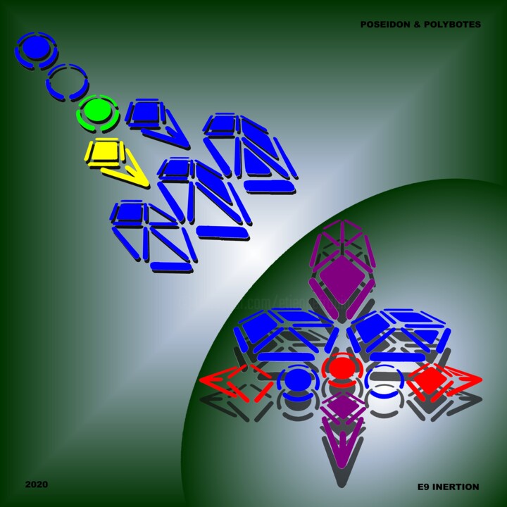 数字艺术 标题为“POLYBOTES & POSEIDON” 由Etienne Frouin (E9 Inertion), 原创艺术品, 2D数字工作